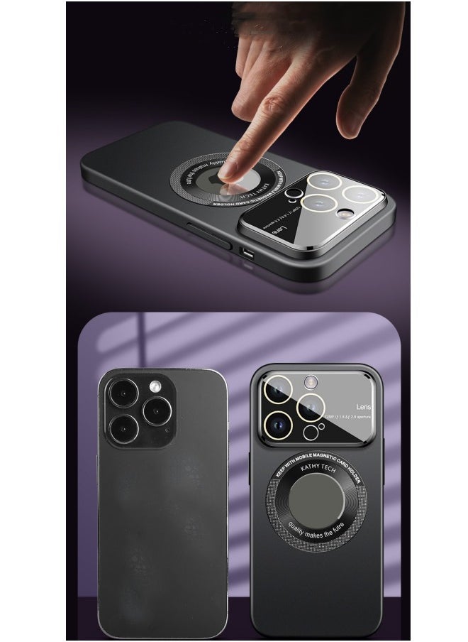WAOKN - Flip Case for iPhone 15 Pro Max, Retro Matte Style Drop-proof Case, Wallet Style Bumper, Soft TPU Shockproof Case with Card Compartment,Purple - Image 1