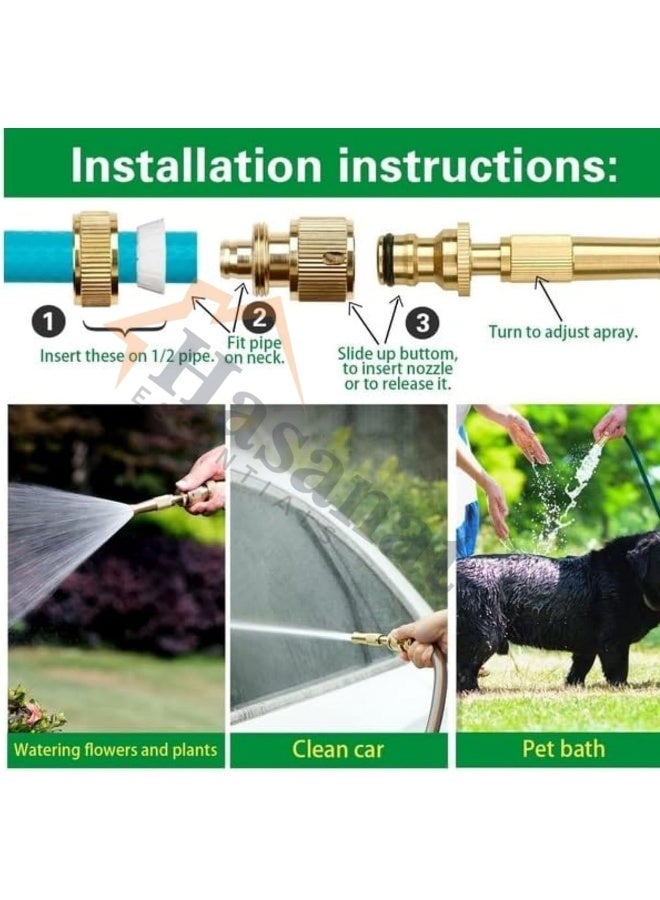 Hasanat Essentials Adjustable Water Spray Nozzle for 1/2" Hose Pipe â€“ Pressure Booster Gun for Car Wash, Gardening & Outdoor Cleaning - Image 2