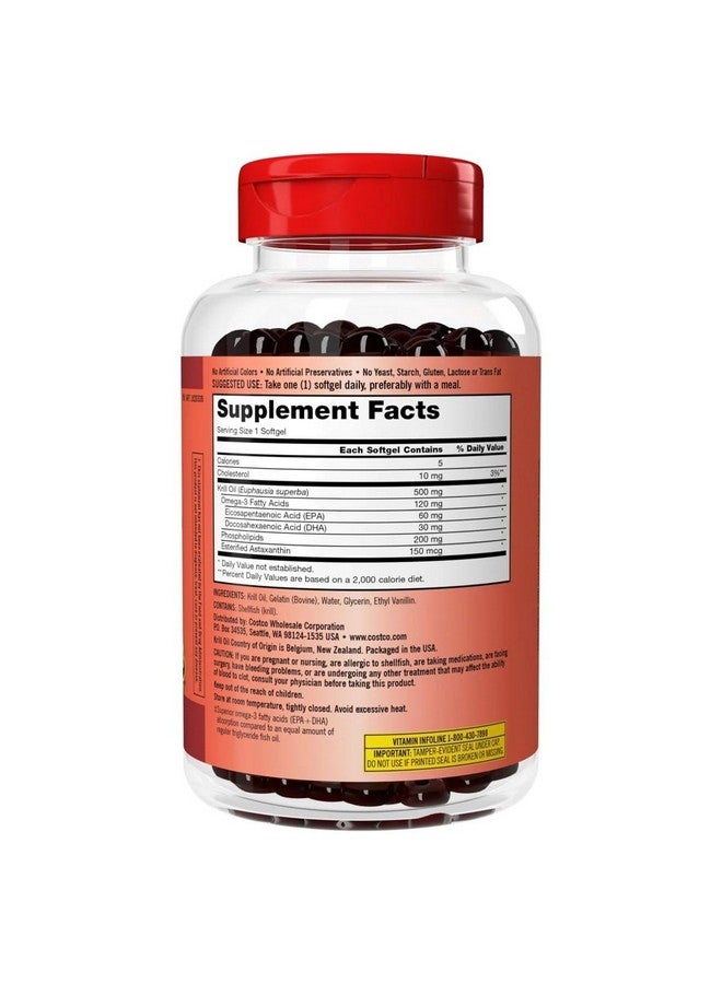 Kirkland Signature Krill Oil 500mg, 180 Softgels