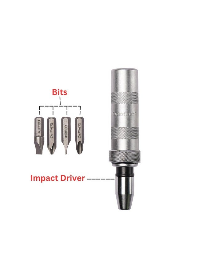 إيست مان طقم مفكات إيستمان 6 قطع، طقم مفكات براغي محمول، مقبض من الفولاذ الكربوني مع محول مقبس وبتات CRV، مطلي بالكروم، معالج حرارياً (EID-2500-02) - Image 3