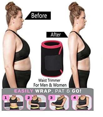FITPUT Sweat Belt for Men Fat Burner (Black/Pink) Made of Neoprene with Pocket Tummy Belt for Women Belly Fat Exercise Fitness Waist Belt Sweat Slim Belt for Men - Image 3
