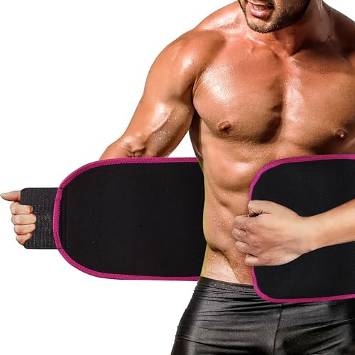 FITPUT Sweat Belt for Men Fat Burner (Black/Pink) Made of Neoprene with Pocket Tummy Belt for Women Belly Fat Exercise Fitness Waist Belt Sweat Slim Belt for Men - Image 4