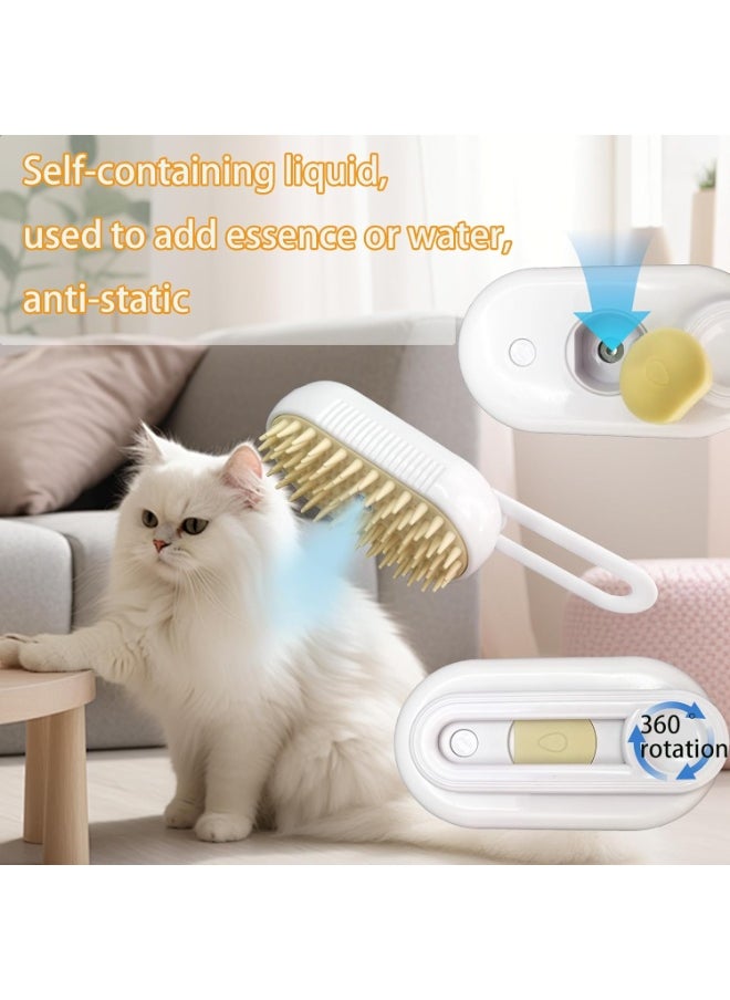 Generic 4 in 1 Cat Steam Brush for Shedding, Rechargeable Steam Cat Brush With Rotating Handle, for Massaging and Cleaning Shedding Pet Hair, for Cats Dogs (White)  - Image 2