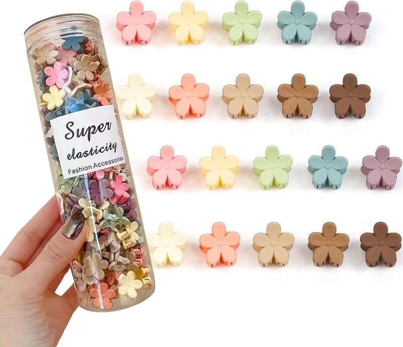 100 Pcs Colorful Mini Flower Clips, Baby Mini Claw Clips, Cute Jaw Pins and Barrettes, Accessories for Women Girls Kids Teens (Random Color) - Image 1