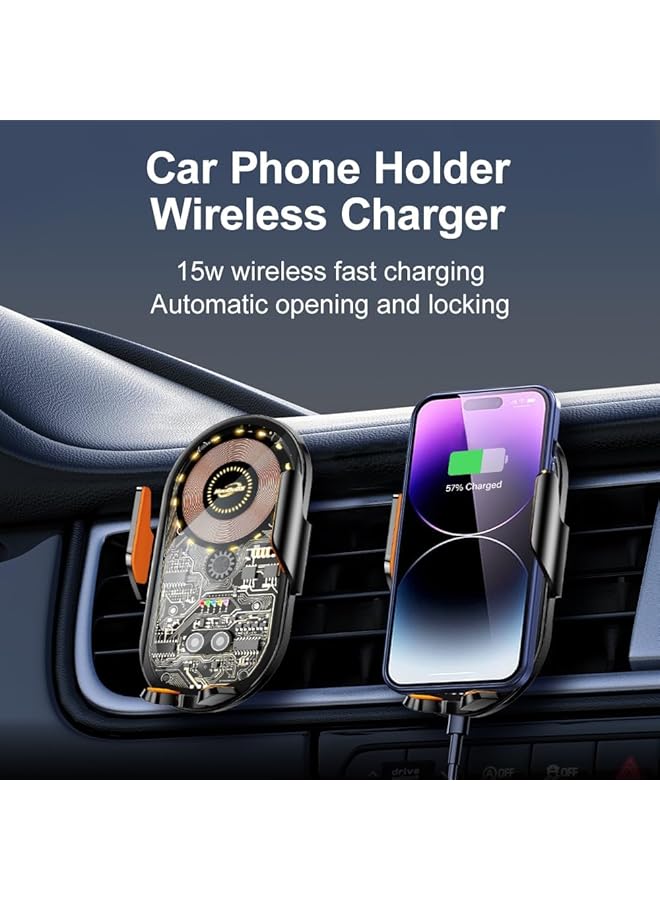 KASTWAVE Wireless Car Phone Mount With Qi 15W Fast Charging Auto Clamp For 4.7 To 7.2 Inch Devices - Image 2