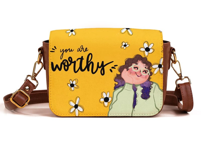 Kalankit Sling Bag for Woman | Stylish Vegan Leather Crossbody Bags for Women | Lightweight Side Bag & Shoulder Bag for Woman, Everyday Sling Bags & Birthday Gifts for Women | You Are Worthy - Image 1