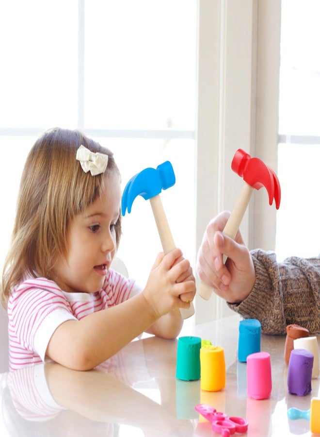Lemicin 2 Pack Wooden Hammer Toys, Simulation Hammers Maintenance Tools Educational Toys for Boys Girls Kids Maintenance Tools Birthday Party Games Supplies(Red & Blue) - Image 4