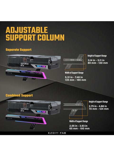 EZDIY-FAB 5V ARGB GPU Holder Brace Graphics Card GPU Support Video Card Holder Bracket, Strenchable Structure, Video Card Sag Holder/Holster Bracket Support RX7990XTX, RTX4090, Black-341