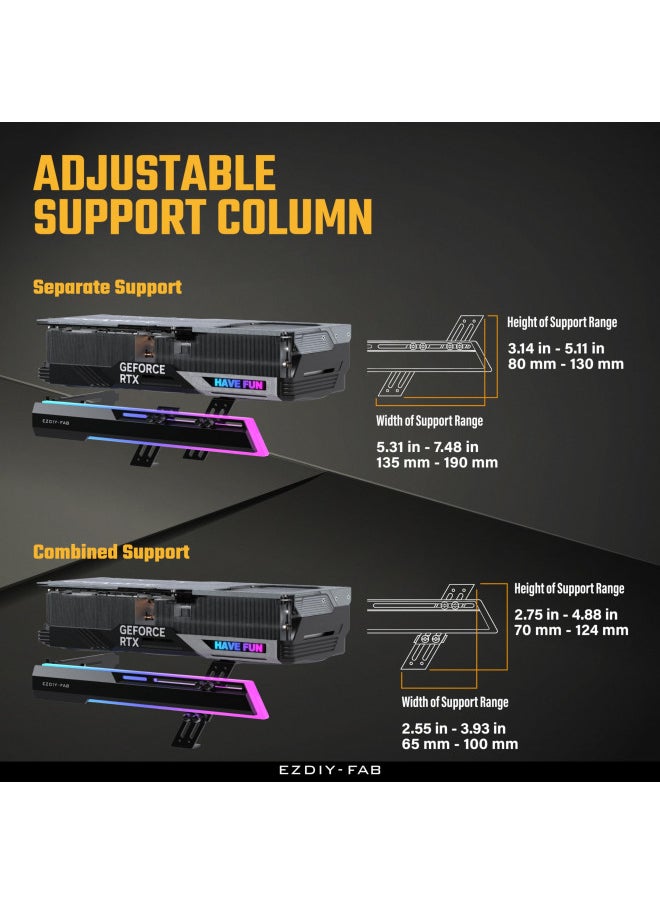 EZDIY-FAB EZDIY-FAB 5V ARGB GPU Holder Brace Graphics Card GPU Support Video Card Holder Bracket, Strenchable Structure, Video Card Sag Holder/Holster Bracket Support RX7990XTX, RTX4090, Black-341  - Image 1
