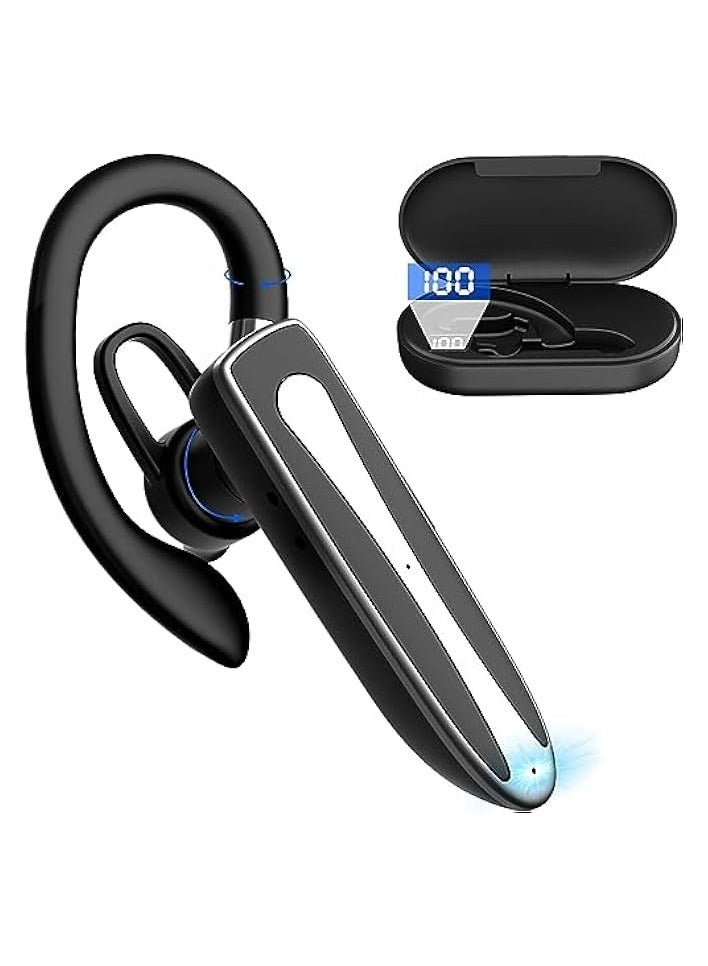 بروماس سماعة أذن بلوتوث، سماعة رأس بلوتوث لاسلكية مع علبة شحن، سماعة أذن بلوتوث لاسلكية مع ميكروفون عازل للضوضاء، سماعة أذن واحدة بدون استخدام اليدين للعمل والمكتب والقيادة - Image 1