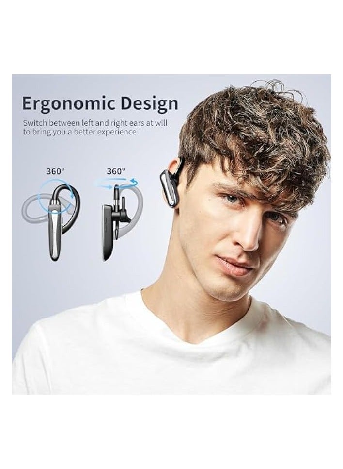 بروماس سماعة أذن بلوتوث، سماعة رأس بلوتوث لاسلكية مع علبة شحن، سماعة أذن بلوتوث لاسلكية مع ميكروفون عازل للضوضاء، سماعة أذن واحدة بدون استخدام اليدين للعمل والمكتب والقيادة - Image 5