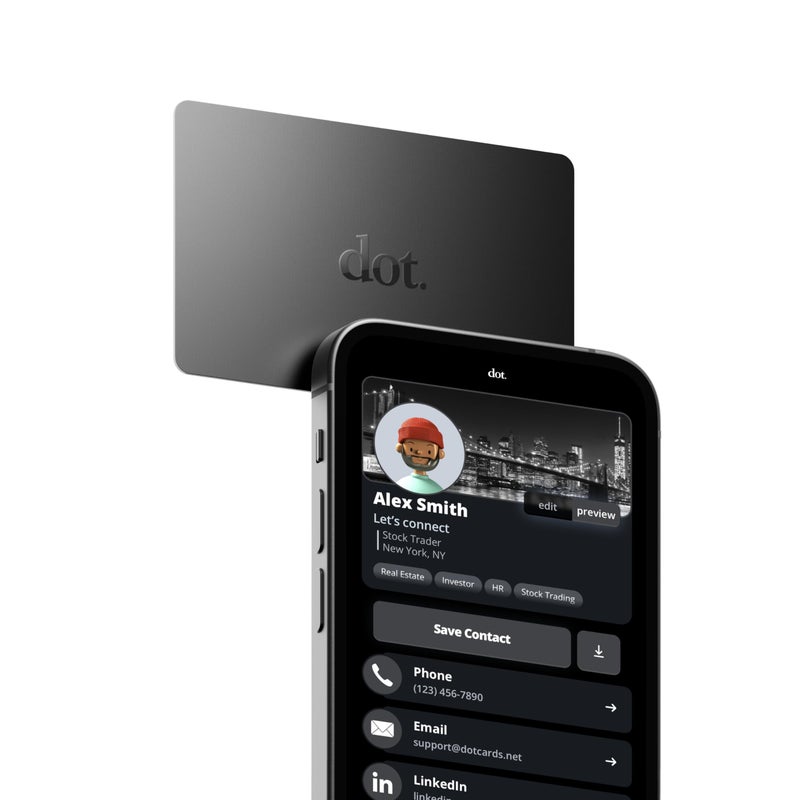 dot. Card - Digital Business Card - Tap Compatible with iPhone & Android (Black) - Image 1