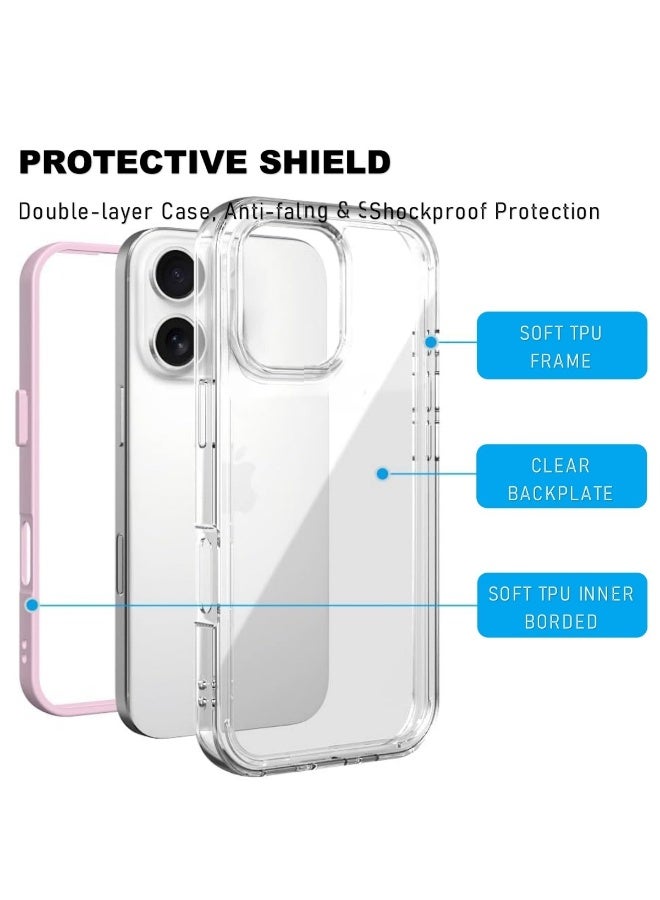 Clear Color Case for iPhone 16 – Shockproof Soft TPU Bumper Frame with Flexible Transparent Back, Aesthetic Crystle Pastel Design, Stylish Phone protector for girls (Peach Pink) - Image 3