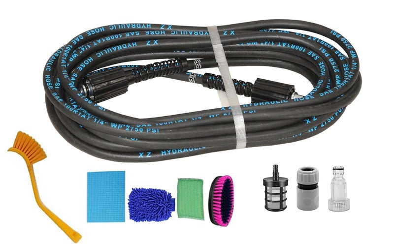 Digital Craft Hydraulic Pressure Washer Hose Pipe 2750PSI M2215 14mm High Pressure Washer Hose Spray Water Hydraulic Pressure Washer Pipe 8MTRHousekeeping 5 Item Set3Pc Filter Connector