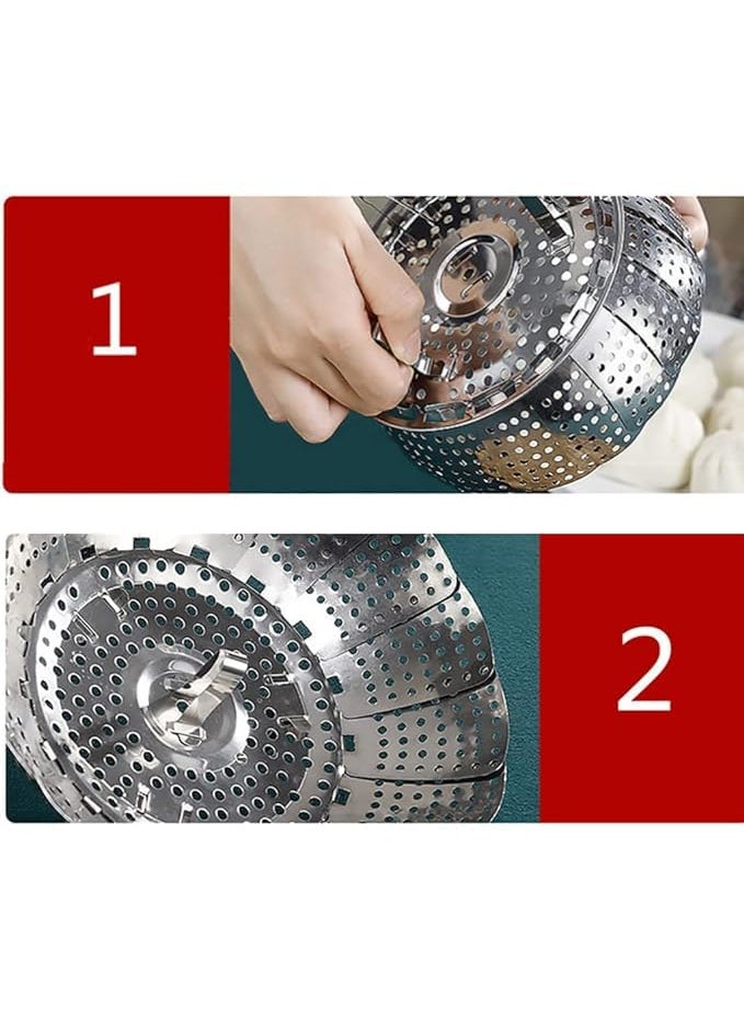KD ZONE KD ZONE Vegetable Steamer Basket Stainless Steel Vegetable Steamer for Cooking Vegetable FruitsSaladSteaming with Insert for Pots Crock Pans Food Drain Bowl Silver  - Image 4