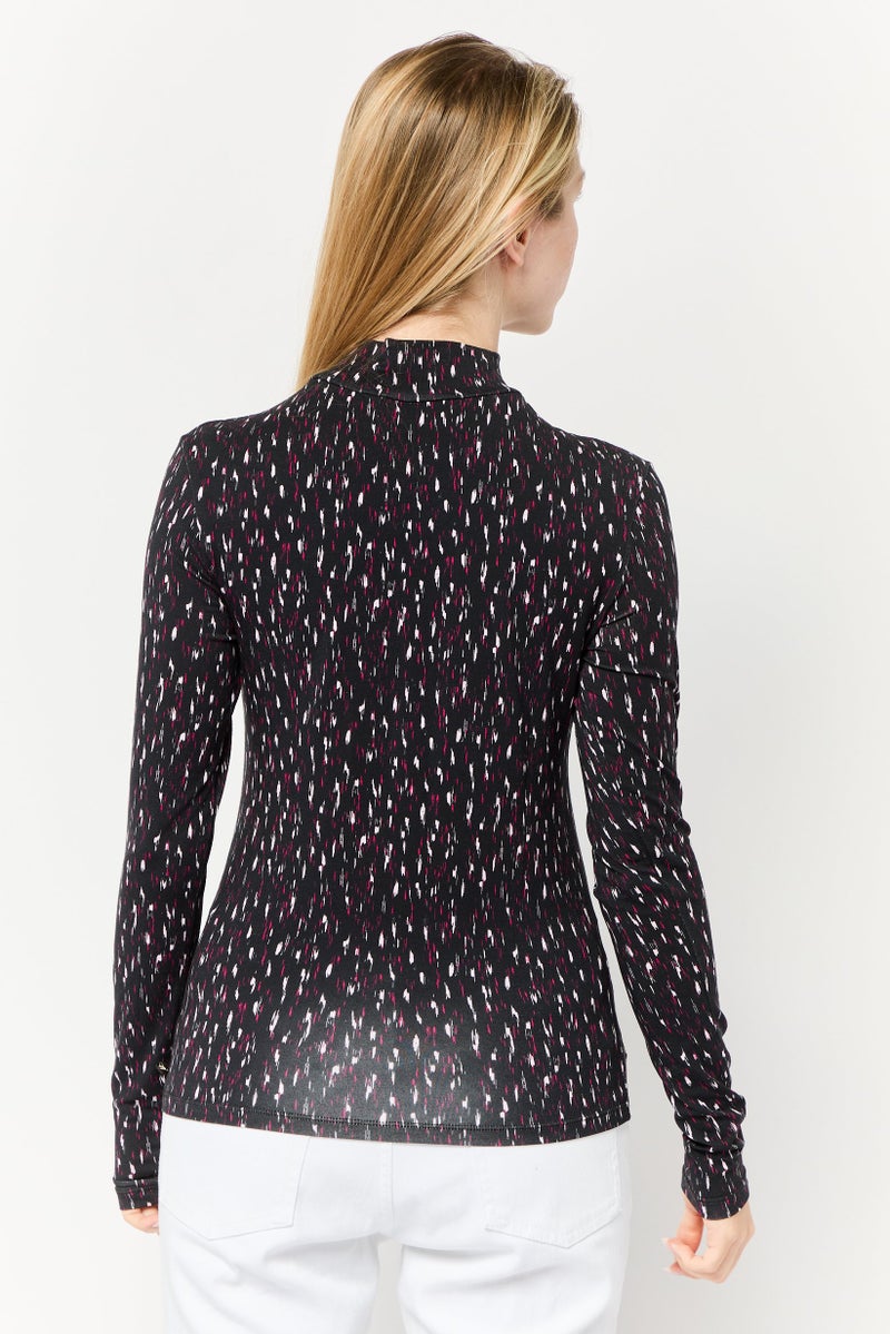 Scotch & Soda بلوزة نسائية بأكمام طويلة وياقة مرتفعة، مطبوعة بألوان متعددة - Image 4