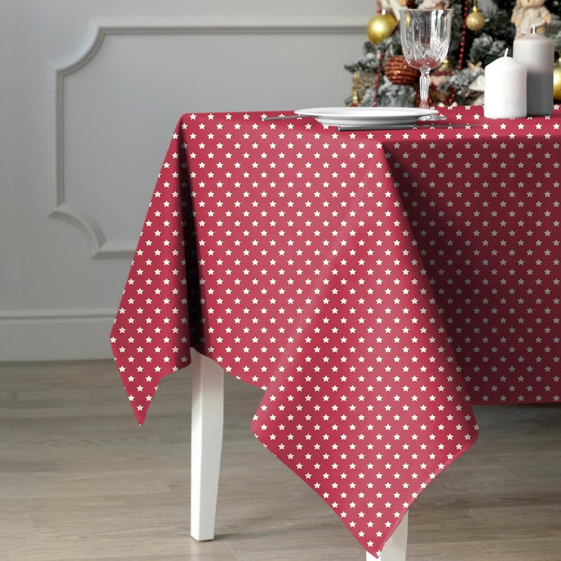 Casableu Spring Gallery Star_ Dusty Red 6 Seater Table Cloth Dust-Proof Table Cover for Dinning Tabletop Decoration | Size: 50x72 Inches | - Image 1