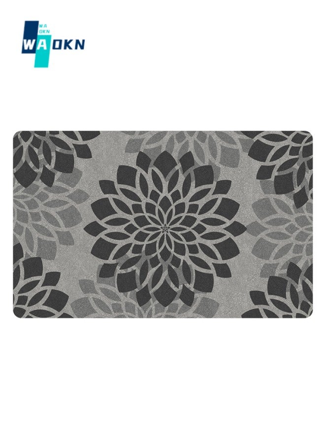 WAOKN Diatom Mud Bathroom Carpet, Blooming Pattern Bathroom Mat, Non-slip Quick-drying Household Carpet 40x60cm (Grey) - Image 1