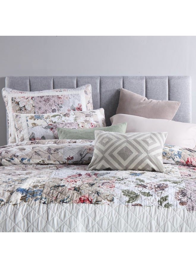 camandy Cotton Bedspread Quilt Bedding Sets 3 Pieces Reversible Coverlet Sets Comforters Vintage Floral Patchwork White Bedspread, Queen Size - Image 4