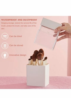 KASTWAVE Makeup Brush Holder 2 in 1 Multifunctional Makeup Brush Storage Organizer with Lid, Portable Waterproof Dustproof Air-Drying Makeup Brush for...  - Image 4