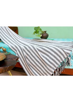 OJARIYA Hand Knitted Handloom Ivory Organic Cotton Sofa Throw Blanket  - Image 1