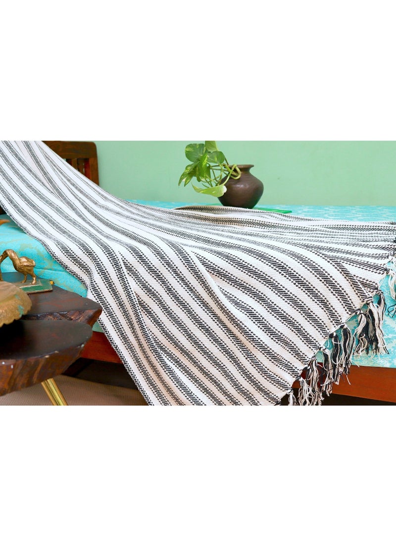 OJARIYA Hand Knitted Handloom Ivory Organic Cotton Sofa Throw Blanket  - Image 1