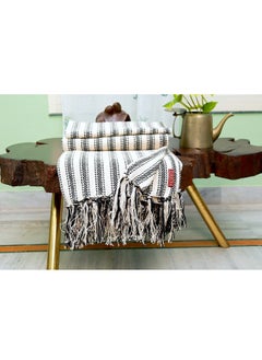 OJARIYA Hand Knitted Handloom Ivory Organic Cotton Sofa Throw Blanket  - Image 2