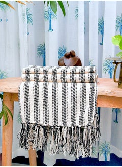 OJARIYA Hand Knitted Handloom Ivory Organic Cotton Sofa Throw Blanket  - Image 5