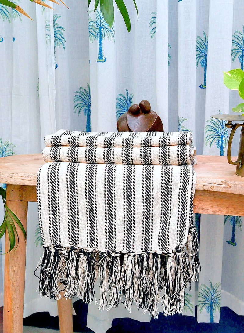 OJARIYA Hand Knitted Handloom Ivory Organic Cotton Sofa Throw Blanket  - Image 5