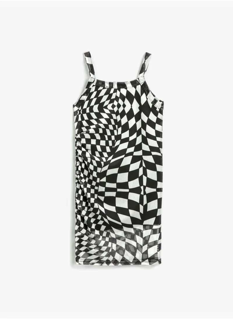 KOTON Checked Dress Strap Midi Lined