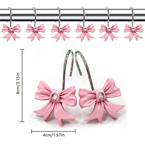 Gracelife 12PCS Decorative Shower Curtain Hooks, Pink Bow Knot Resin Curtain Hooks Shower Rings for Bathroom Baby Room Nursery Art Decors (Bow Knot) - Image 3