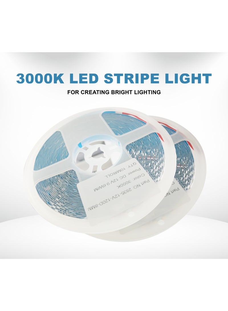 أبيض دافئ ٣٠٠٠ كلفن | شريط إضاءة LED | طاقة ١٢ فولت تيار مستمر ٩٫٦ فولت واط/متر | ٨ مم | ديكور داخلي وخارجي | لفة بطول ١٠ أمتار - Image 3