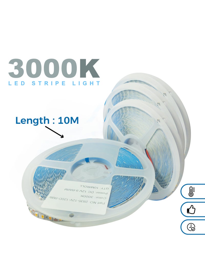أبيض دافئ ٣٠٠٠ كلفن | شريط إضاءة LED | طاقة ١٢ فولت تيار مستمر ٩٫٦ فولت واط/متر | ٨ مم | ديكور داخلي وخارجي | لفة بطول ١٠ أمتار - Image 4