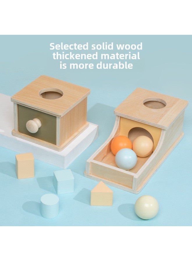 Montessori Wooden Ball Drawer Target Box Educational Toys Children's Early Education Intelligence Development Coin Box Teaching Aids-Color:Macaroon Target Box 0.4  - Image 4