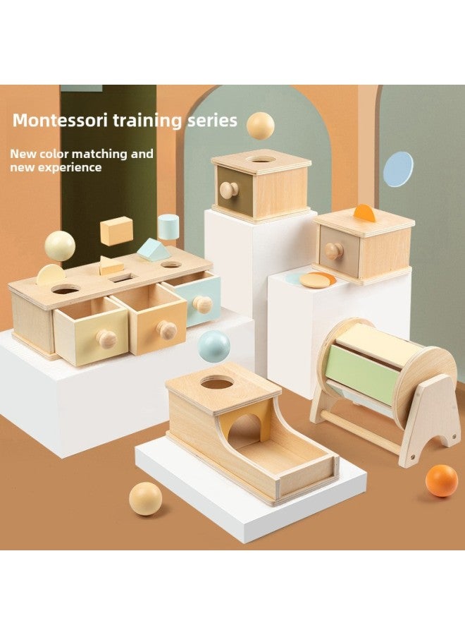 Montessori Wooden Ball Drawer Target Box Educational Toys Children's Early Education Intelligence Development Coin Box Teaching Aids-Color:Macaroon Target Box 0.4  - Image 2