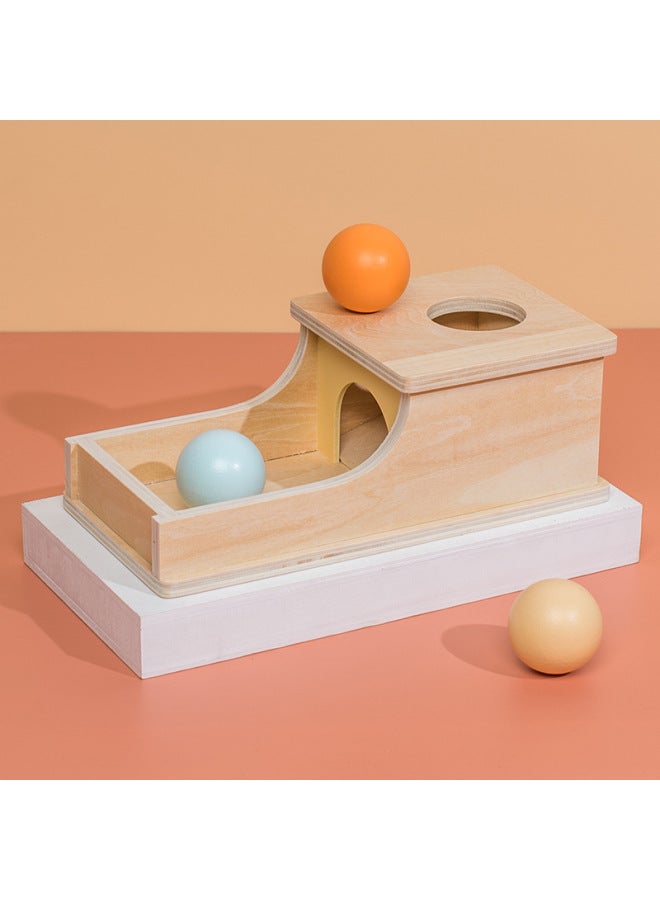 Montessori Wooden Ball Drawer Target Box Educational Toys Children's Early Education Intelligence Development Coin Box Teaching Aids-Color:Macaroon Target Box 0.4  - Image 1