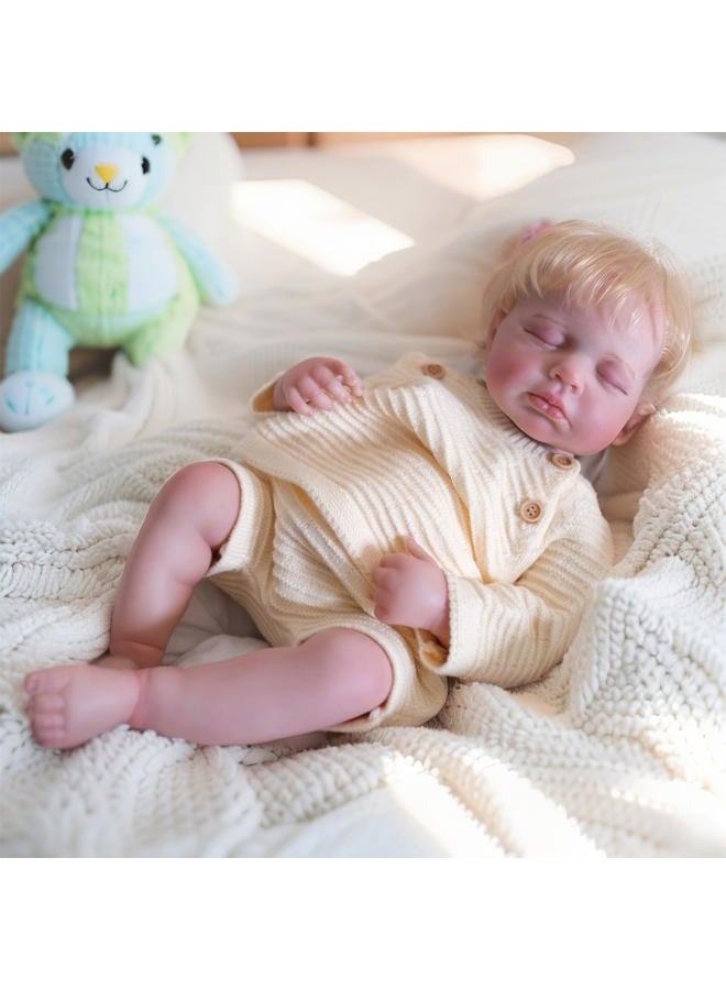 iCradle Reborn Realistic Newborn Baby Dolls, 20 inch Silicone Real Toddler Vinyl Sleeping Boy with Blonde Hair Washable Lifelike Xmas Birthday Gift for Kids Age 3+ - Image 4