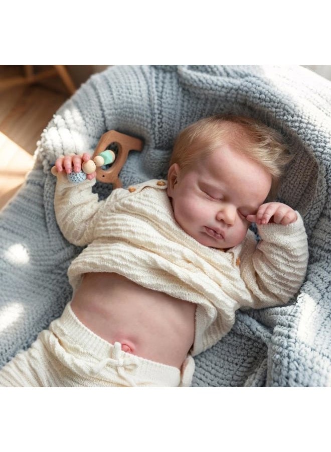 iCradle Reborn Realistic Newborn Baby Dolls, 20 inch Silicone Real Toddler Vinyl Sleeping Boy with Blonde Hair Washable Lifelike Xmas Birthday Gift for Kids Age 3+ - Image 1