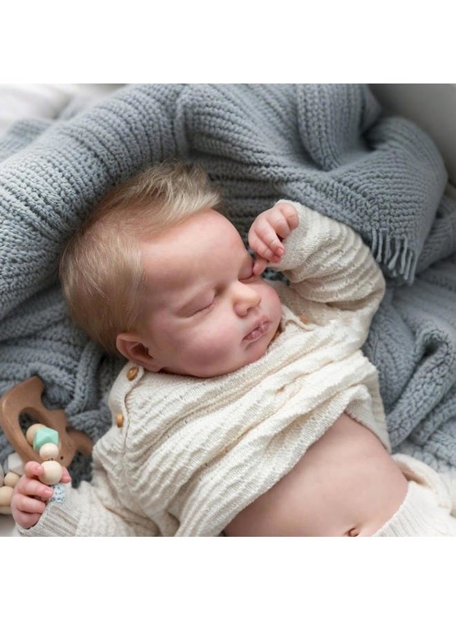 iCradle Reborn Realistic Newborn Baby Dolls, 20 inch Silicone Real Toddler Vinyl Sleeping Boy with Blonde Hair Washable Lifelike Xmas Birthday Gift for Kids Age 3+ - Image 2