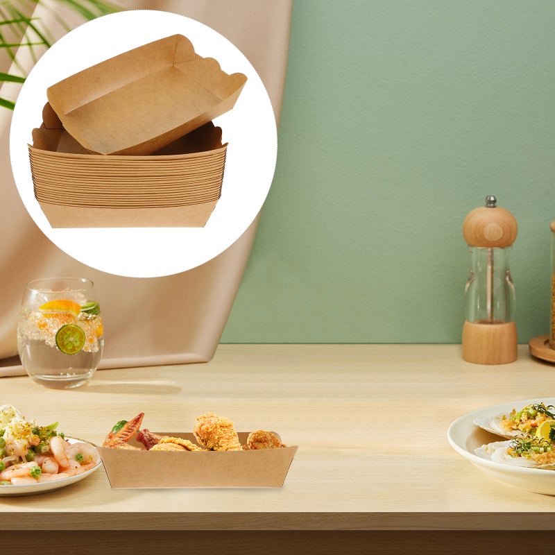 100pcs Frying Food Boxes Oil Proof Paper Boxes Paper Snack Containers Fried Food Holders - Image 1
