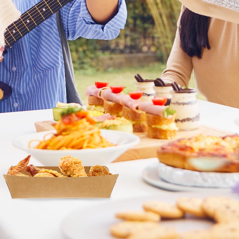 100pcs Frying Food Boxes Oil Proof Paper Boxes Paper Snack Containers Fried Food Holders - Image 3