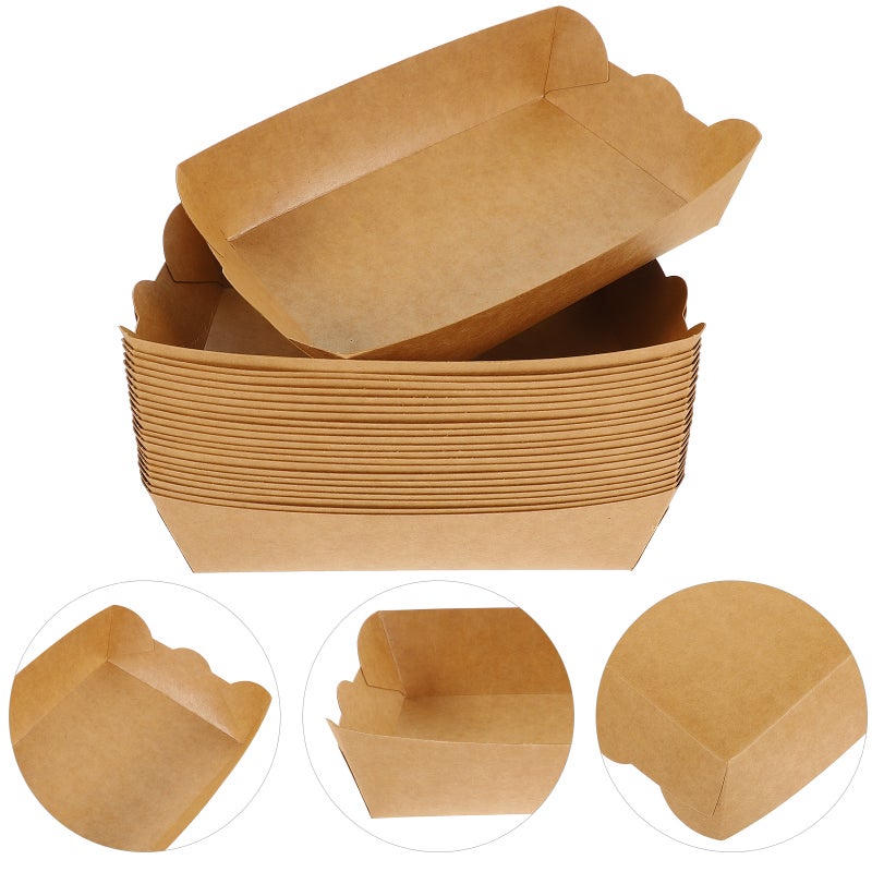 100pcs Frying Food Boxes Oil Proof Paper Boxes Paper Snack Containers Fried Food Holders - Image 2