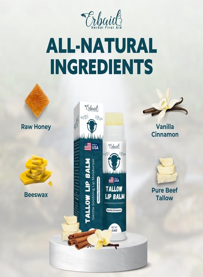 Erbaid Beef Tallow Lip Balm - Natural Tallow Beeswax Chapstick - Hydrating Moisturizer Grass Fed Bison Tallow Balm Lip Care - Soothes Chapped, Dry Lips, Sensitive Skin - Long Lasting & Vitamin Rich USA-Made - Image 5
