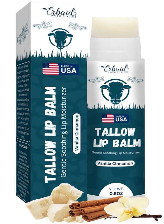 Erbaid Beef Tallow Lip Balm - Natural Tallow Beeswax Chapstick - Hydrating Moisturizer Grass Fed Bison Tallow Balm Lip Care - Soothes Chapped, Dry Lips, Sensitive Skin - Long Lasting & Vitamin Rich USA-Made - Image 1