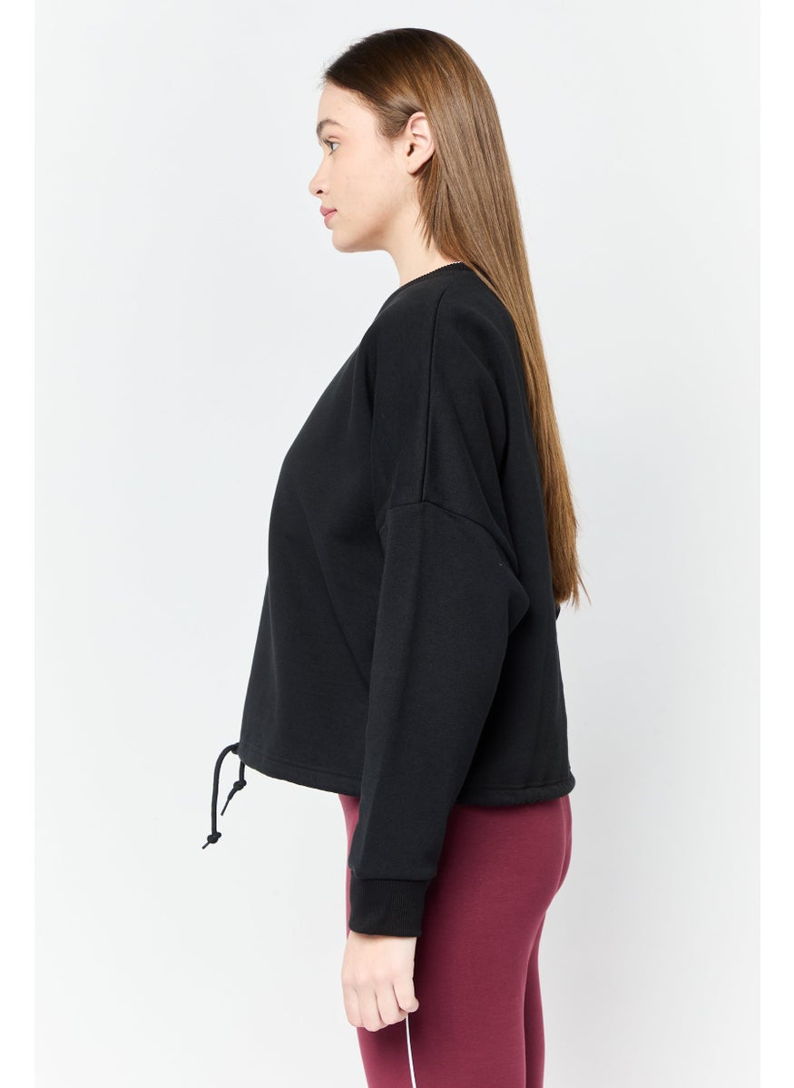 Reebok Women Sportswear Fit Long Sleeve Outdoor Sweatshirt, Black  - Image 3