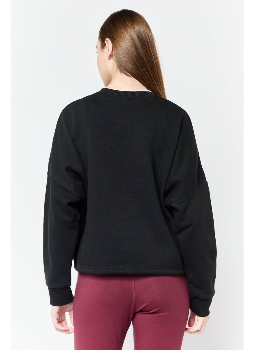 Reebok Women Sportswear Fit Long Sleeve Outdoor Sweatshirt, Black  - Image 4
