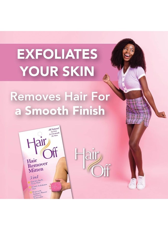 Hair off - Hair Remover Mitten - All-Natural, Painless & Chemical Free - Full Body Hair Removal - Slows & Lessens Regrowth - Exfoliates Skin - Image 1