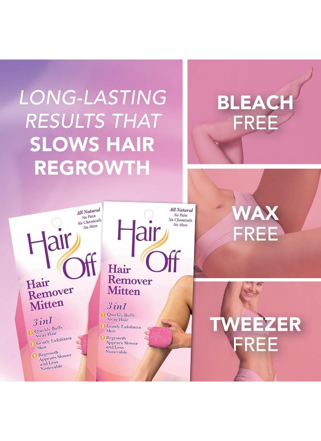 Hair off - Hair Remover Mitten - All-Natural, Painless & Chemical Free - Full Body Hair Removal - Slows & Lessens Regrowth - Exfoliates Skin - Image 1