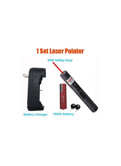 1-Piece Waterproof Adjustable Focus Light Laser Pointer，Pets Laser Pointer Toy, Voice Demonstration Pen, Astronomical Indicator, Suitable for Hunting, Office Meeting,With Battery and Charger