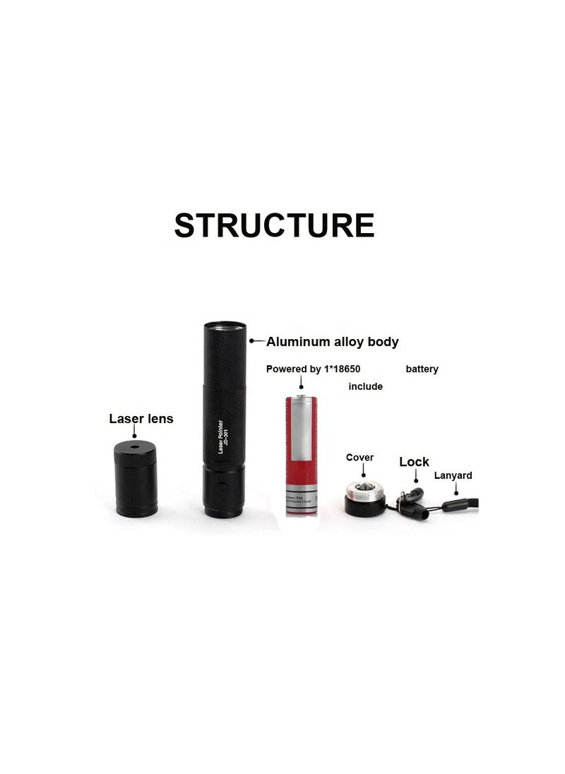 Generic - 1-Piece Waterproof Adjustable Focus Light Laser Pointer，Pets Laser Pointer Toy, Voice Demonstration Pen, Astronomical Indicator, Suitable for Hunting, Office Meeting,With Battery and Charger - Image 1